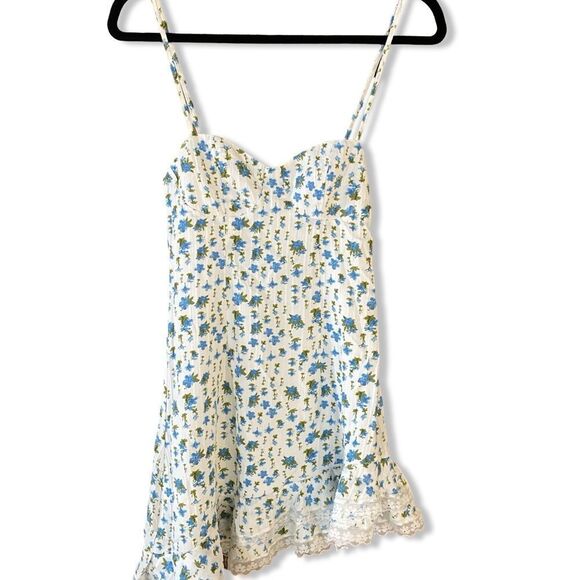 NWT More To Come Olivia Mini Dress in Blue Floral slip summer Revolve XXS - Picture 4 of 9